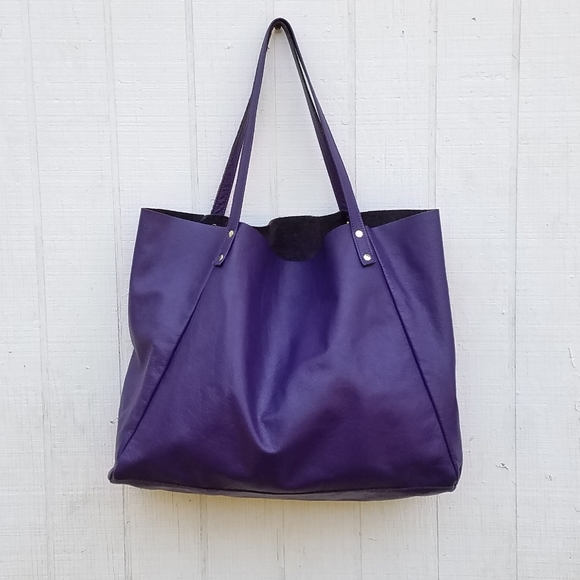 American Apparel Purple Leather Tote - Picture 2 of 4